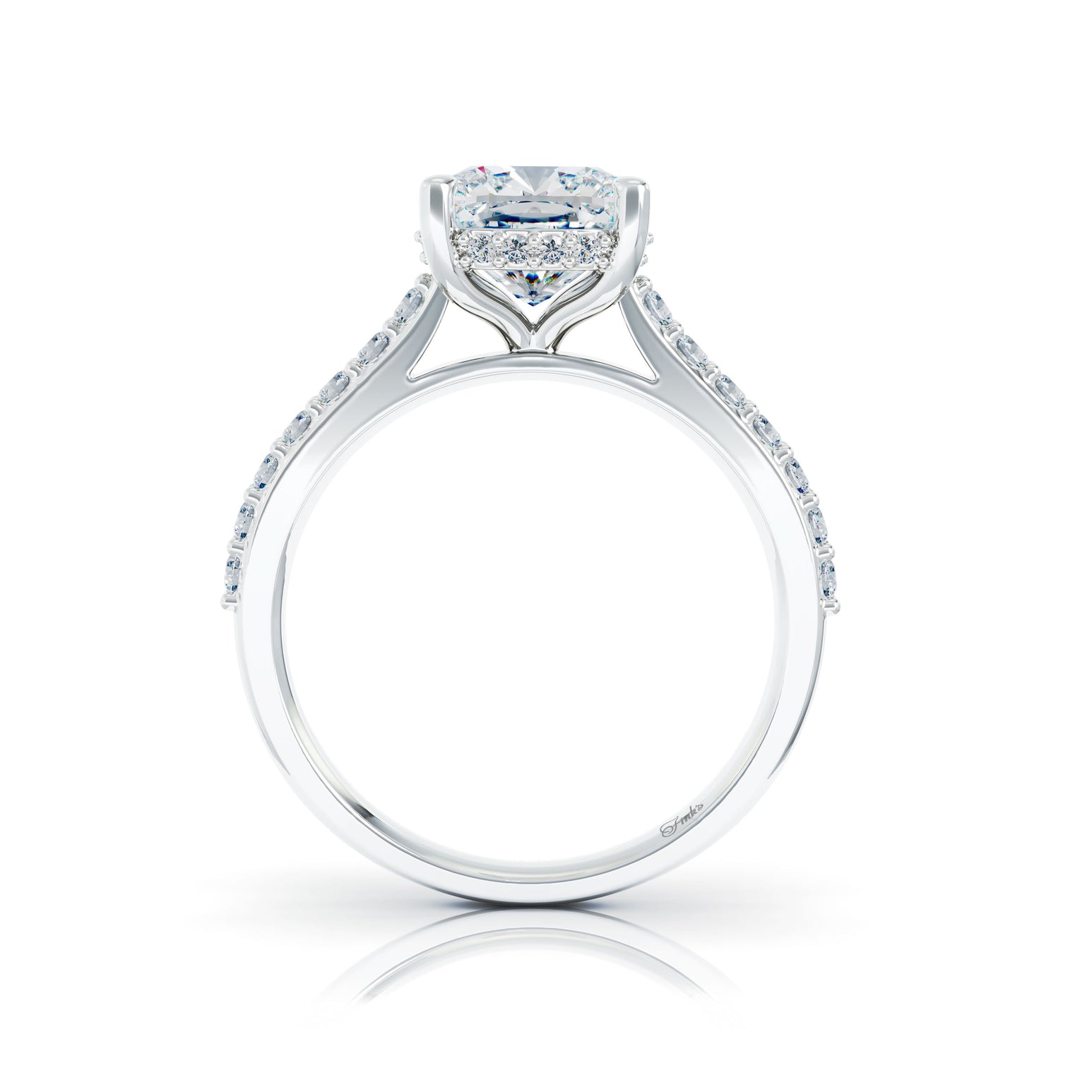 The Studio Collection Cushion Cut Center Diamond with Diamond Gallery and Shank Engagement Ring